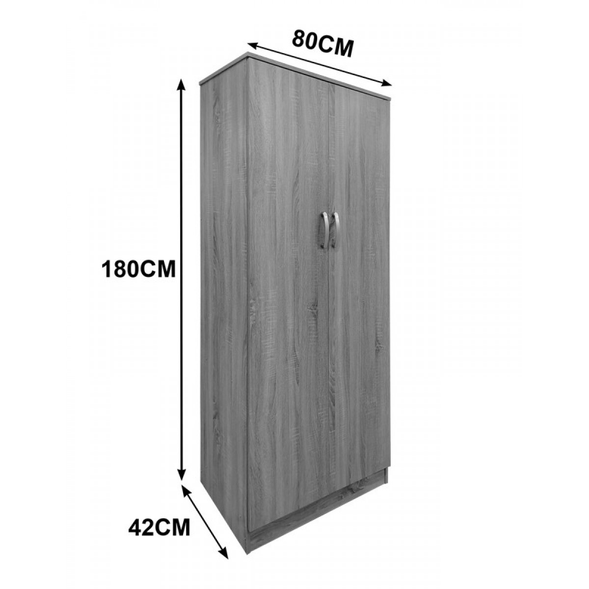 Ντουλάπα δίφυλλη "Real" σε χρώμα σονόμα 80x42x180