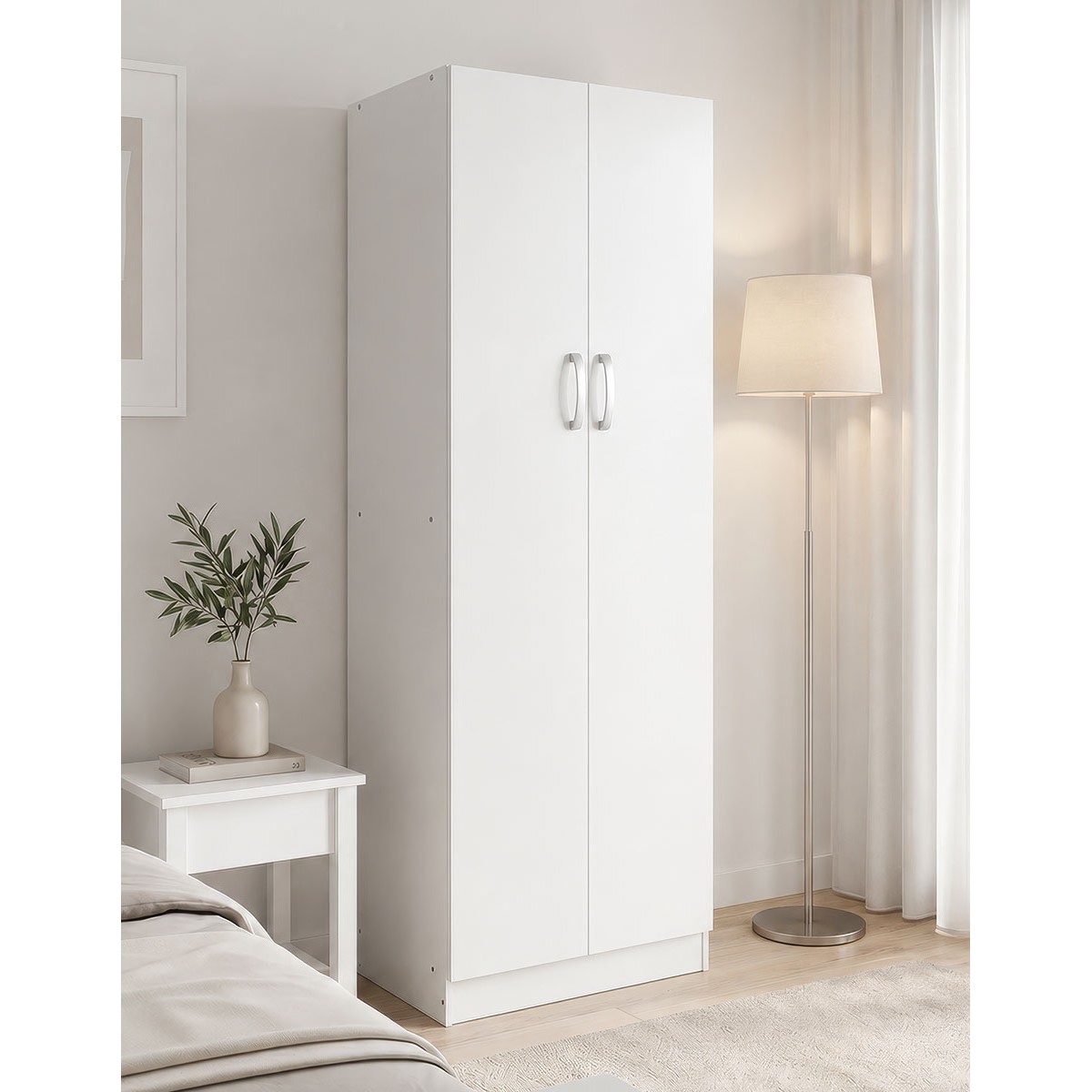 Ντουλάπα δίφυλλη "Real" σε χρώμα λευκό 60x42x180