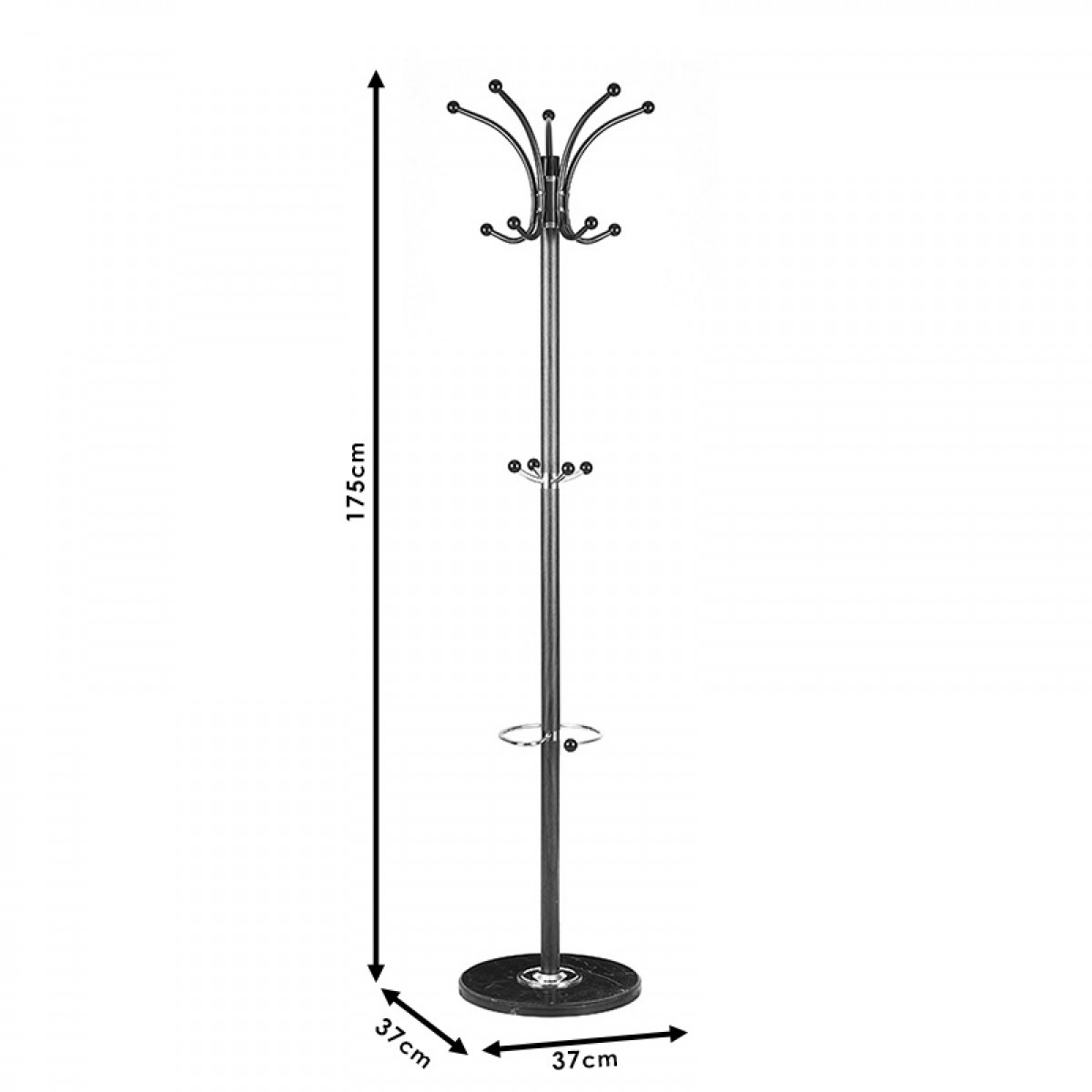 Καλόγερος "DOCA" μεταλλικός περιστρεφόμενος με μαρμάρινη βάση σε χρώμα σκούρο καρυδί 37x175