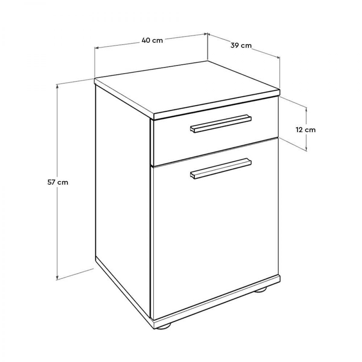 Κομοδίνο σε σονόμα χρώμα 40x39x57