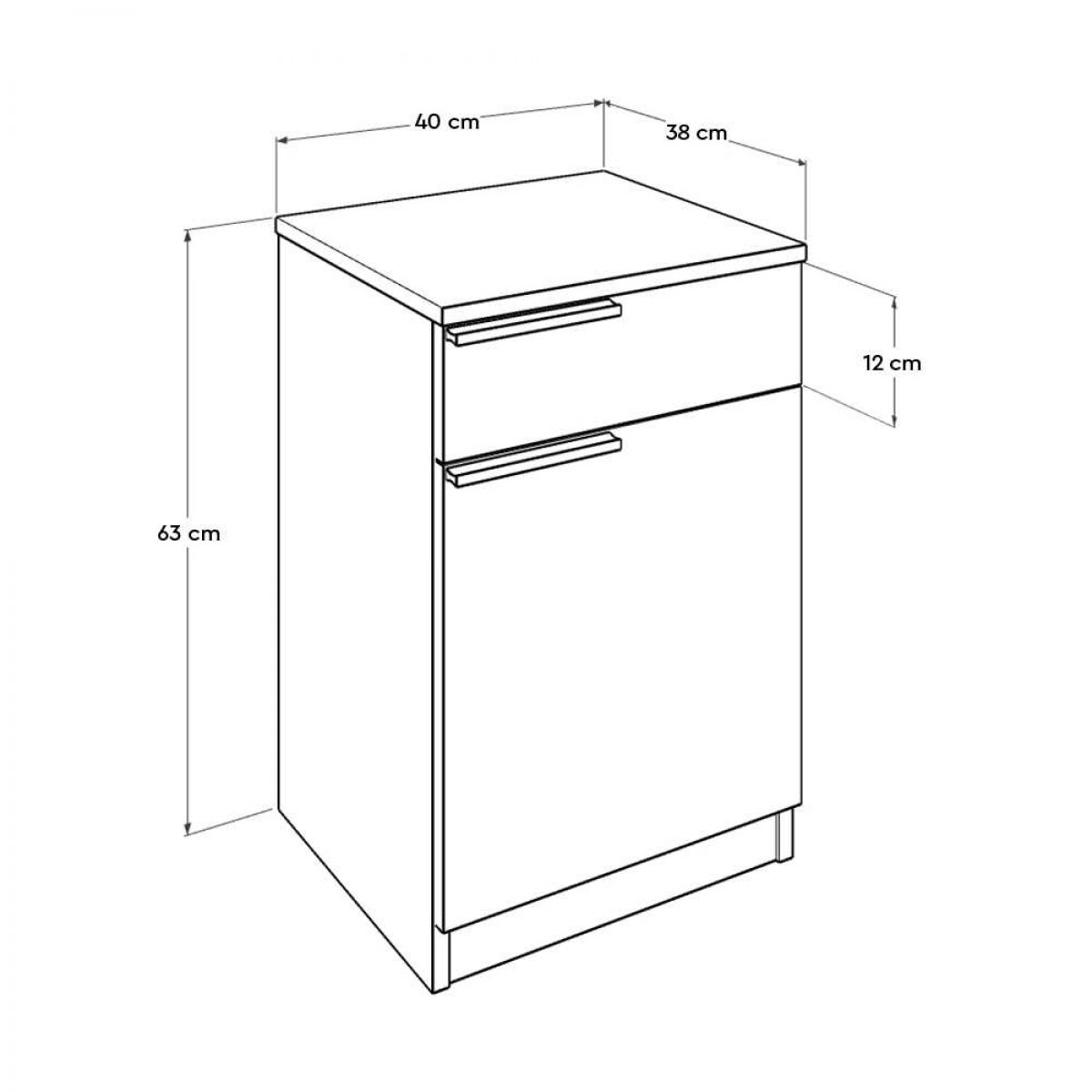 Κομοδίνο σε σονόμα & λευκό χρώμα 40x38x63