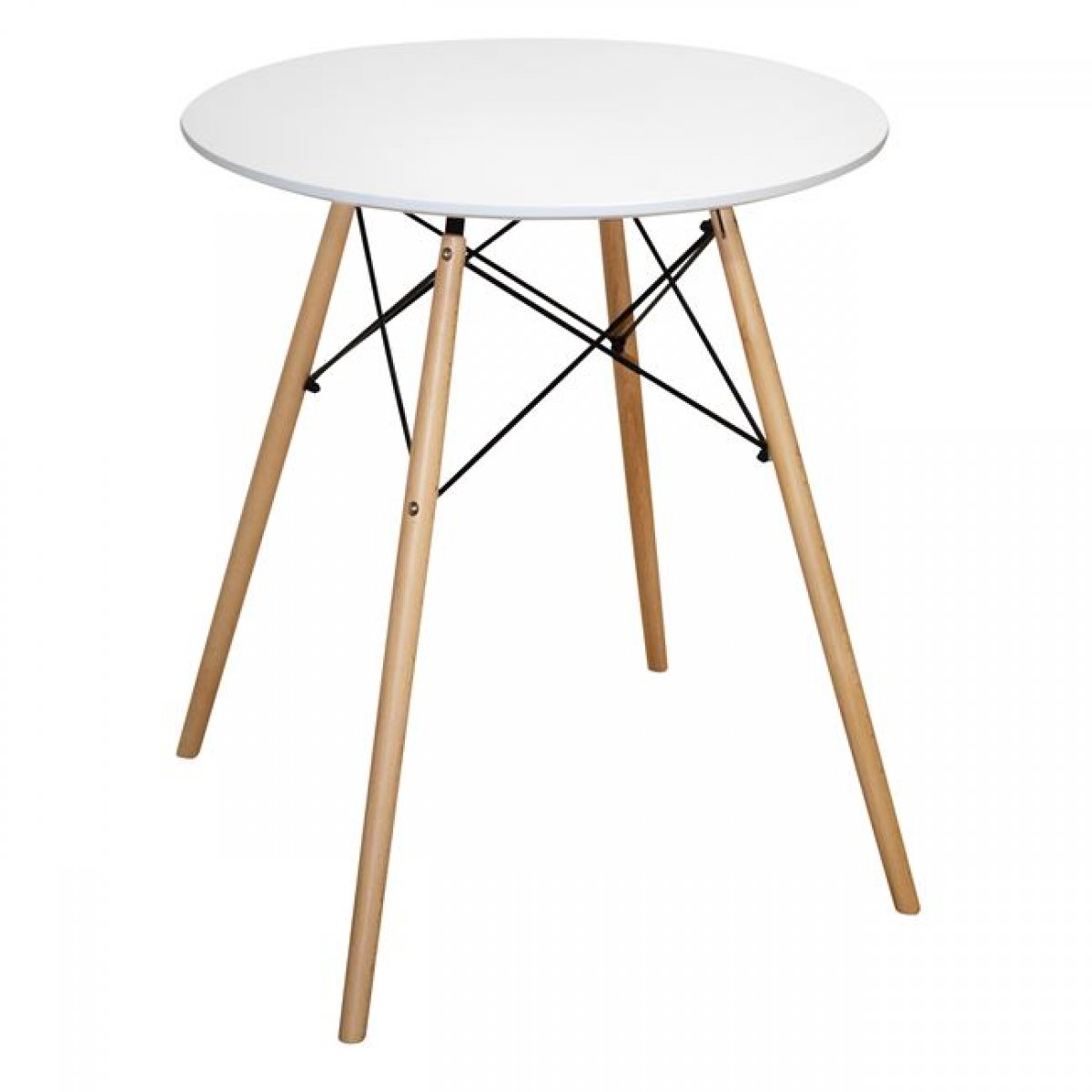 Τραπέζι στρόγγυλο "SNOW" από ξύλο/mdf σε χρώμα λευκό/φυσικό Φ60x75