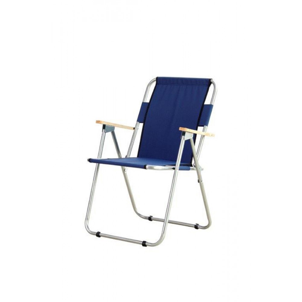 Πολυθρόνα παραλίας πτυσσόμενη από ύφασμα/μέταλλο/ξύλο σε μπλε/ασημί χρώμα 55x50x78