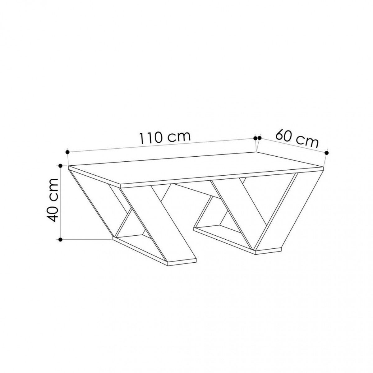 Τραπεζάκι σαλονιού "TRIANGLE" σε χρώμα σονόμα 110x60x40