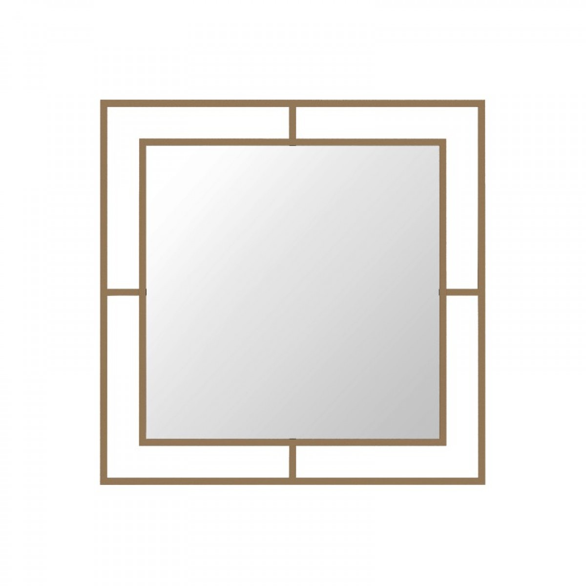 Καθρέφτης "BEAUTY" τετράγωνος από μέταλλο σε χρυσό χρώμα 58,6x58,6x2