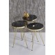 Τραπέζια σαλονιού "LOVELY" 4 τμχ σε χρώμα μαυρό μαρμάρου/χρυσό 90x50x43