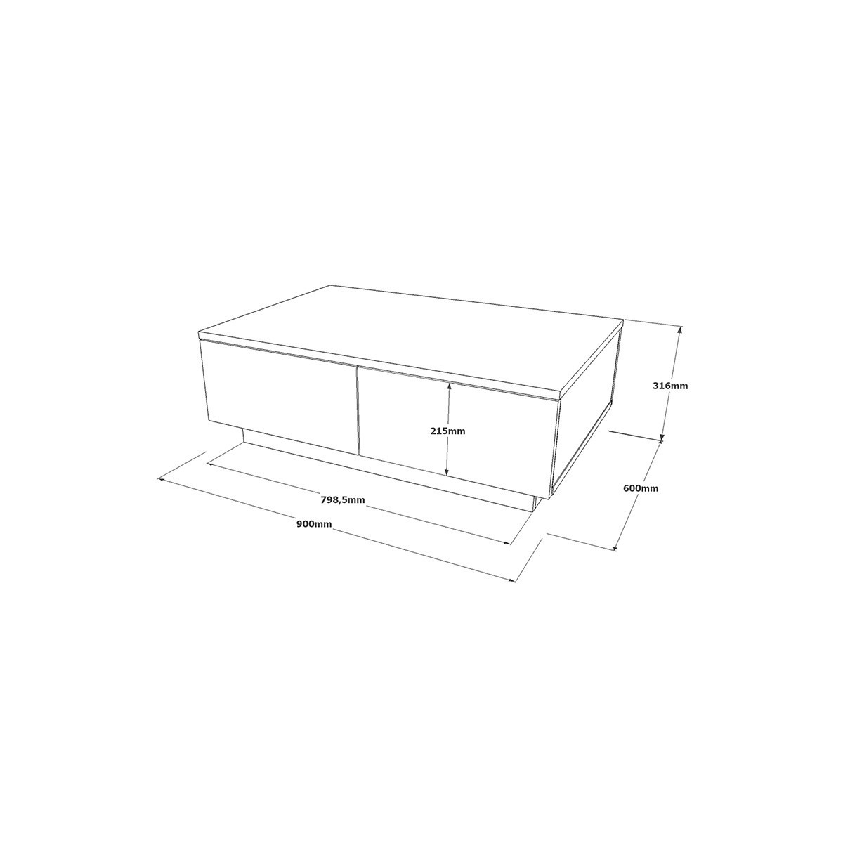 Τραπέζι σαλονιού "VIANA" σε atlantic pine/λευκό χρώμα 90x60x32