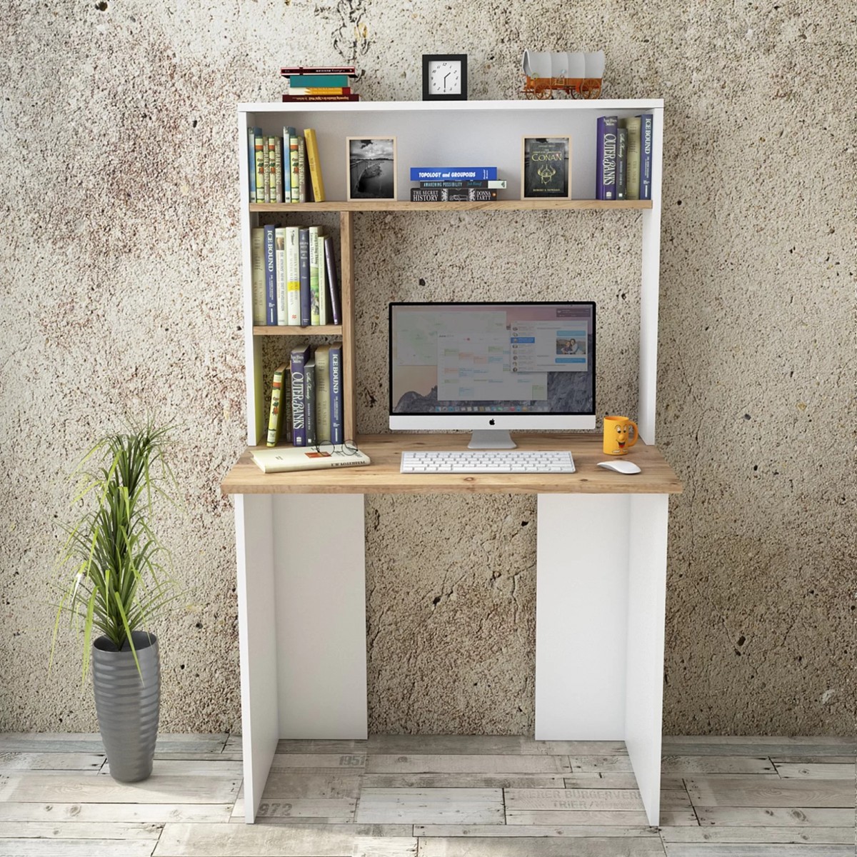 Γραφείο με ραφιέρα "VIANA" σε χρώμα atlantic pine/λευκό 90x52x148 Γραφείο με ραφιέρα "VIANA" σε χρώμα atlantic pine/λευκό 90x52x148