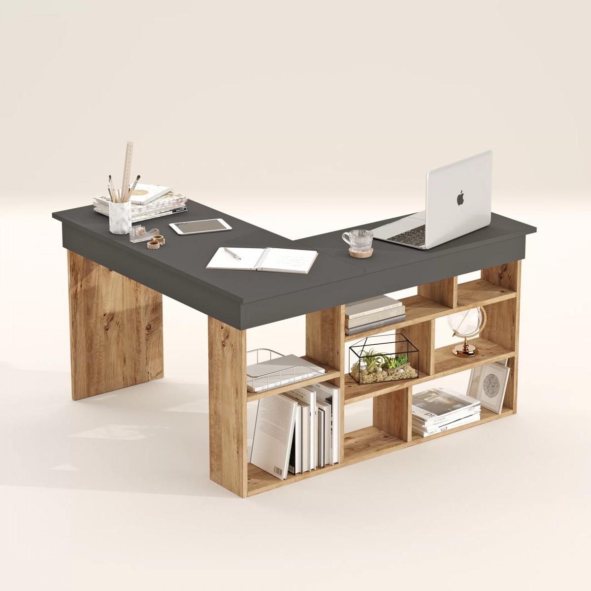 Γραφείο γωνιακό "VIANA" σε χρώμα atlantic pine/ανθρακί 115x120x72 Γραφείο γωνιακό "VIANA" σε χρώμα atlantic pine/ανθρακί 115x120x72