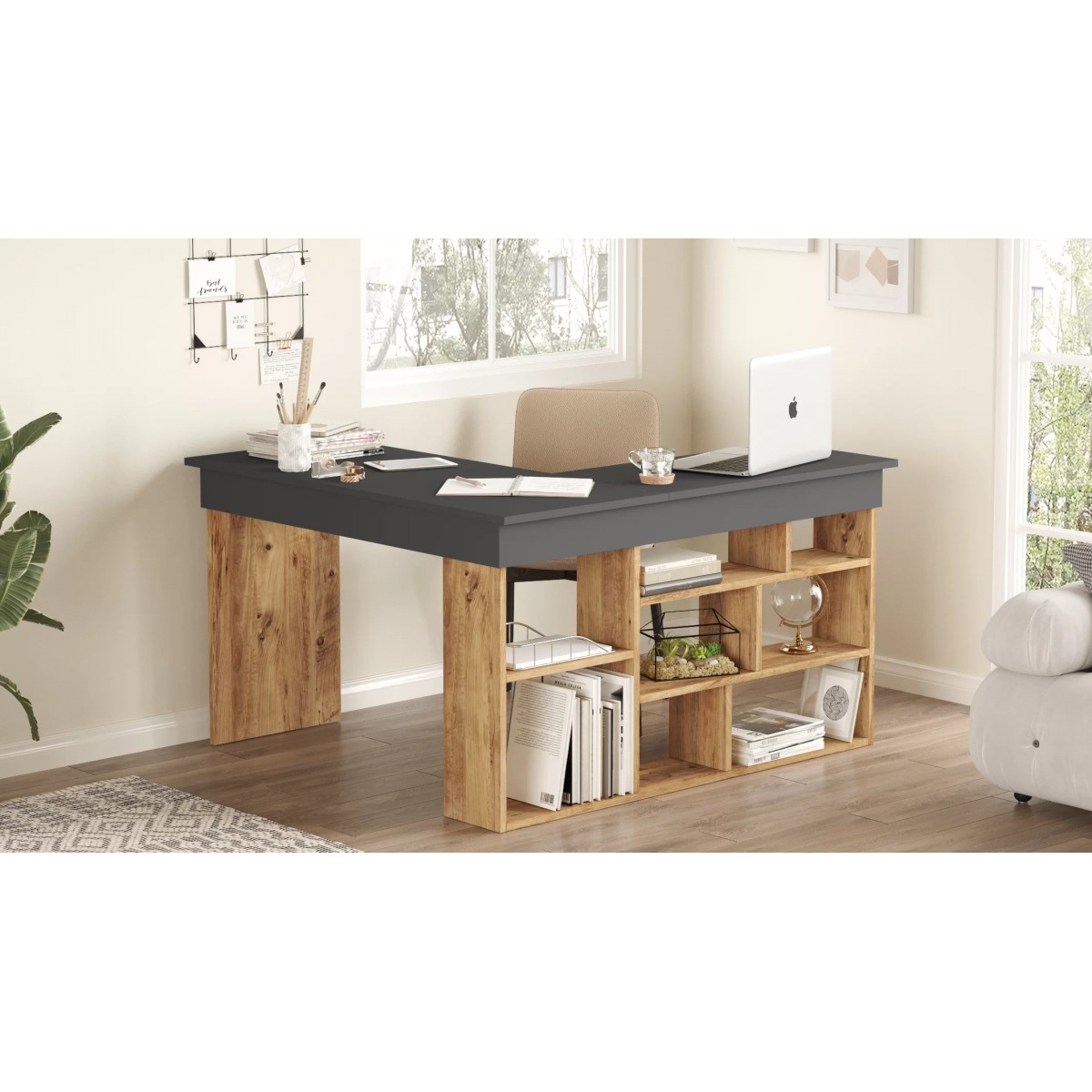 Γραφείο γωνιακό "VIANA" σε χρώμα atlantic pine/ανθρακί 115x120x72 Γραφείο γωνιακό "VIANA" σε χρώμα atlantic pine/ανθρακί 115x120x72