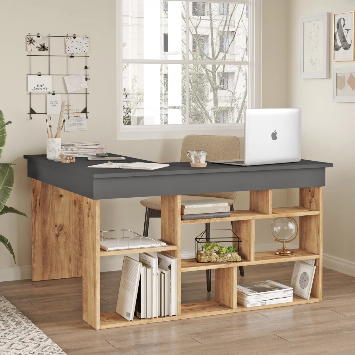 Γραφείο γωνιακό "VIANA" σε χρώμα atlantic pine/ανθρακί 115x120x72 Γραφείο γωνιακό "VIANA" σε χρώμα atlantic pine/ανθρακί 115x120x72