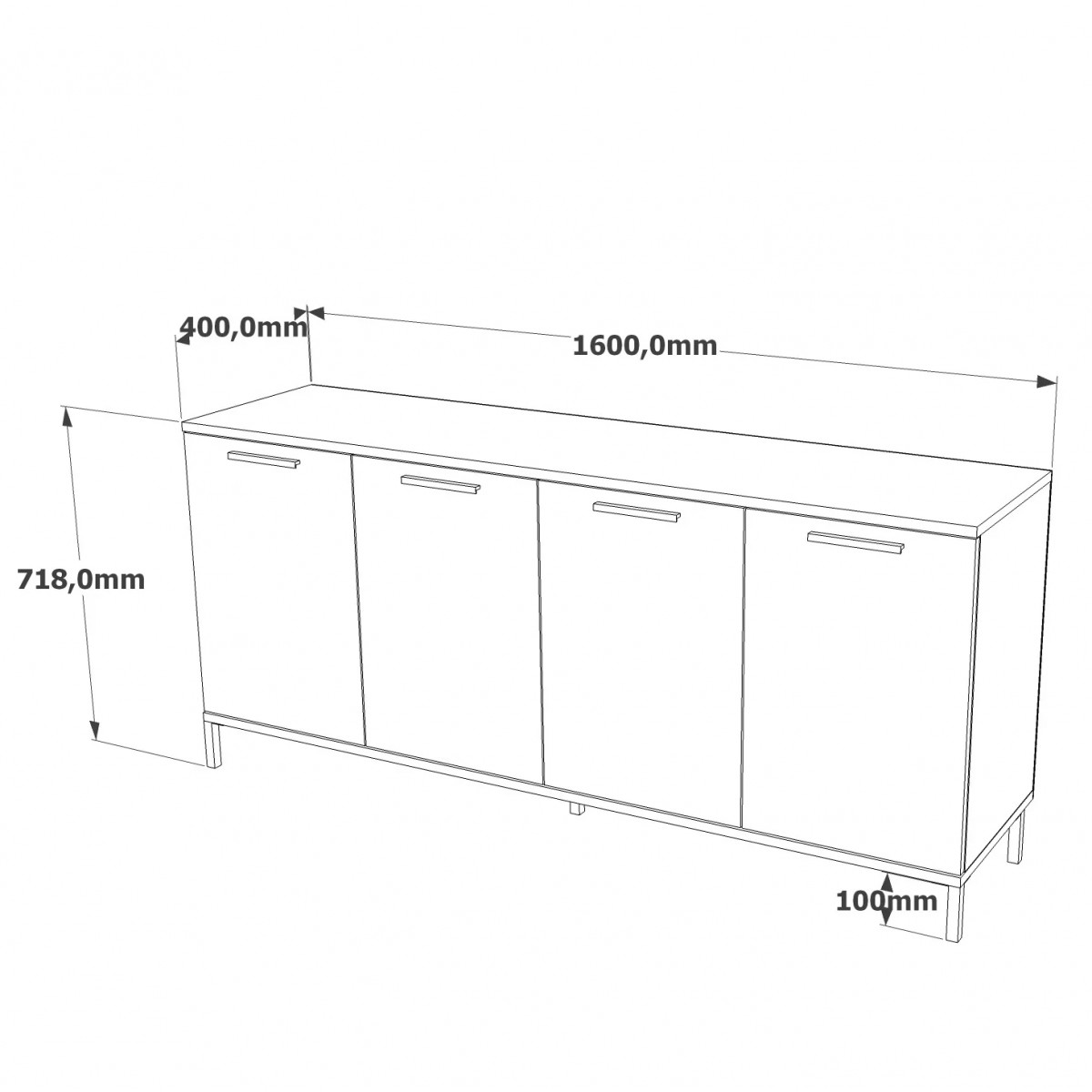 Μπουφές "VIANA" σε atlantic pine/ανθρακί χρώμα 160x40x72