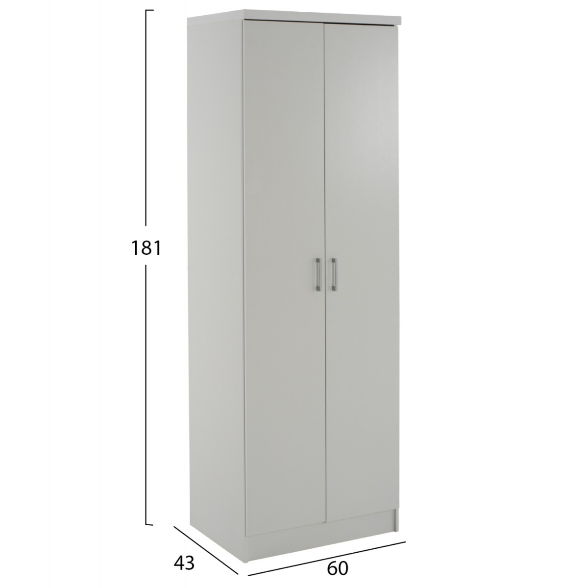 Ντουλάπα ρούχων δίφυλλη REAL χρώμα λευκό 60x42x180