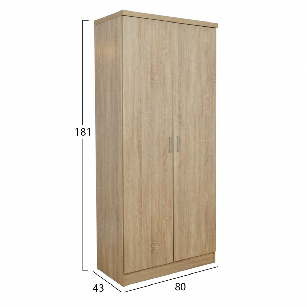 Ντουλάπα ρούχων δίφυλλη REAL χρώμα sonoma 80x42.5x180.5 Ντουλάπα ρούχων δίφυλλη REAL χρώμα sonoma 80x42.5x180.5