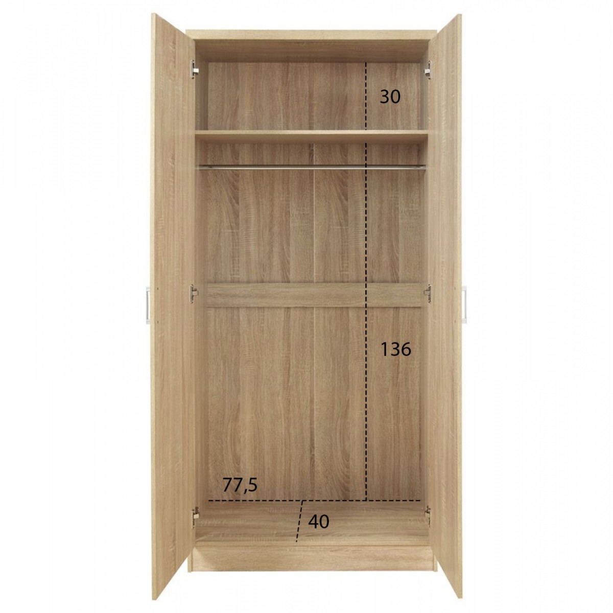 Ντουλάπα ρούχων δίφυλλη REAL χρώμα sonoma 80x42.5x180.5 Ντουλάπα ρούχων δίφυλλη REAL χρώμα sonoma 80x42.5x180.5