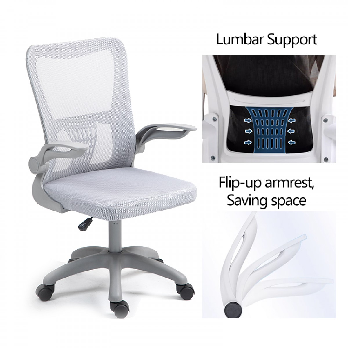 Καρέκλα γραφείου εργασίας LISE mesh γκρι 57x53x90/100