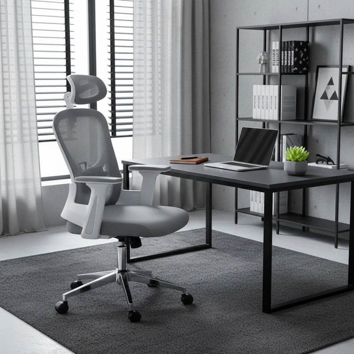 Καρέκλα γραφείου διευθυντή TUS mesh ανοιχτό γκρι 62x63x110/120