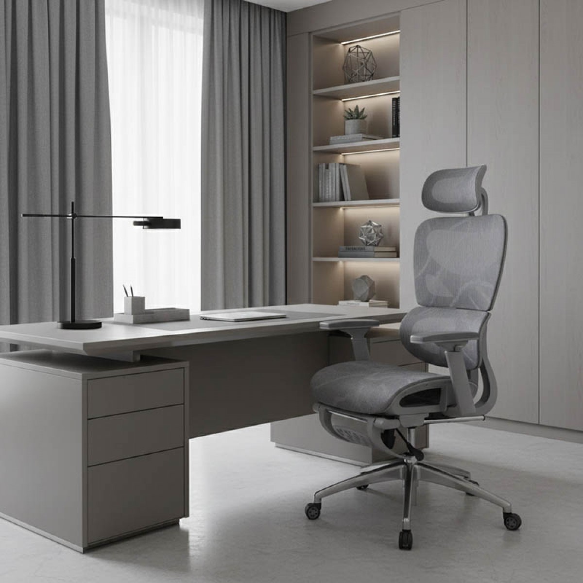 Καρέκλα γραφείου διευθυντή με υποπόδιο LINUX mesh γκρι 61x63x117/125