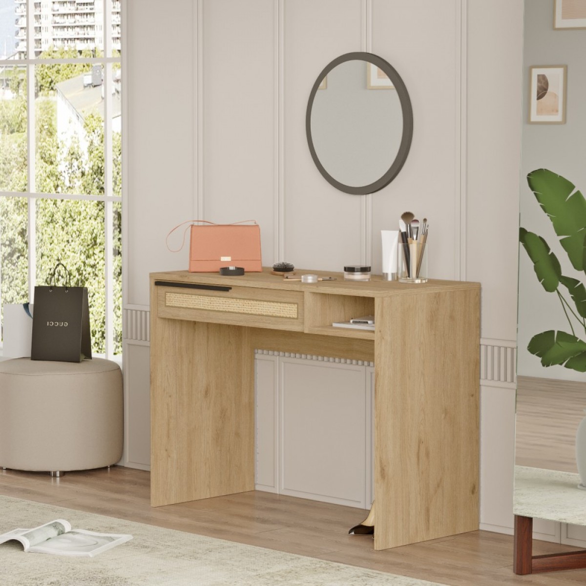 Κονσόλα "VIANA" με καθρέπτη σε χρώμα sepet 100x44.5x75