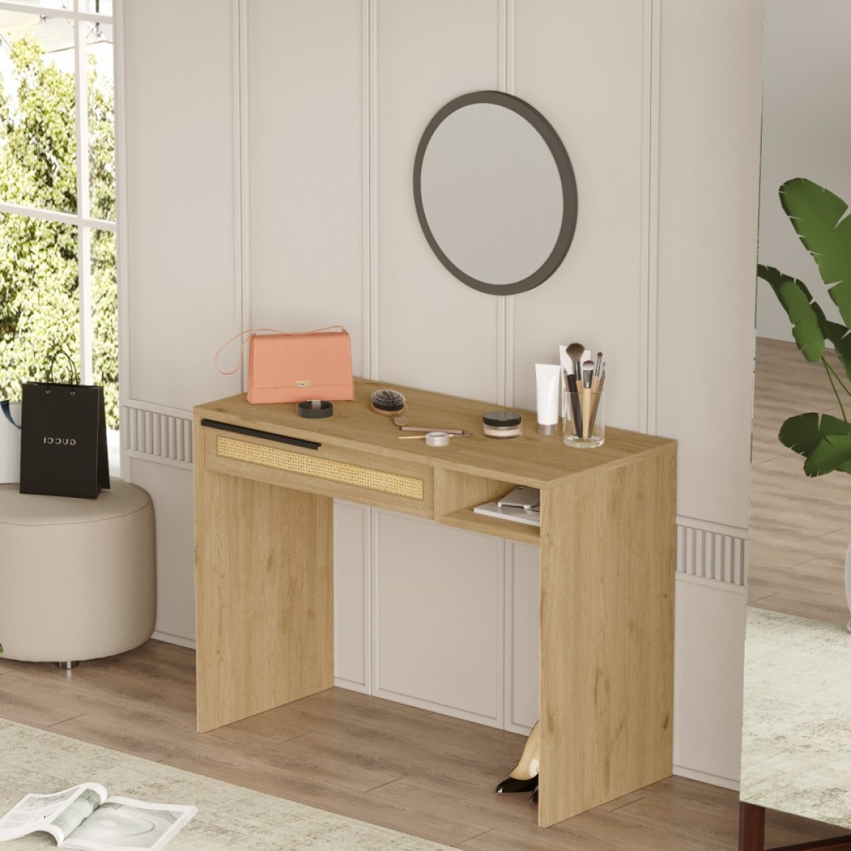 Κονσόλα "VIANA" με καθρέπτη σε χρώμα sepet 100x44.5x75
