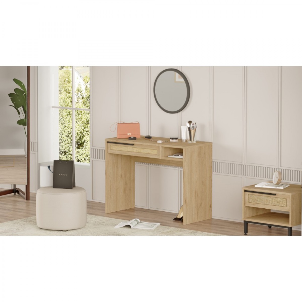 Κονσόλα "VIANA" με καθρέπτη σε χρώμα sepet 100x44.5x75
