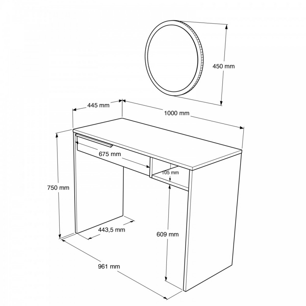 Κονσόλα "VIANA" με καθρέπτη σε χρώμα sepet 100x44.5x75