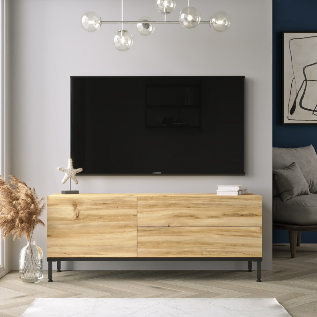 Έπιπλο τηλεόρασης "VIANA" σε χρώμα felt 120x35.5x46.3