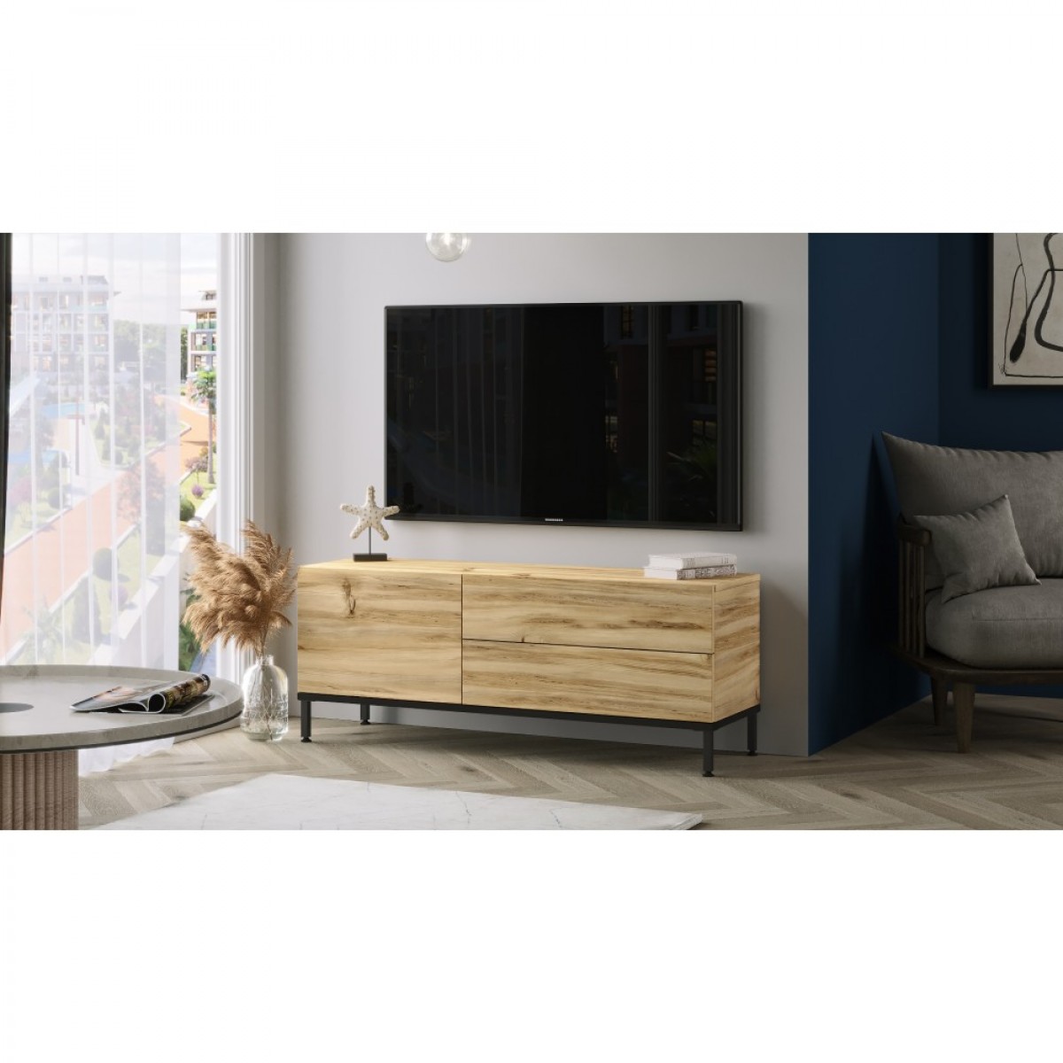Έπιπλο τηλεόρασης "VIANA" σε χρώμα felt 120x35.5x46.3