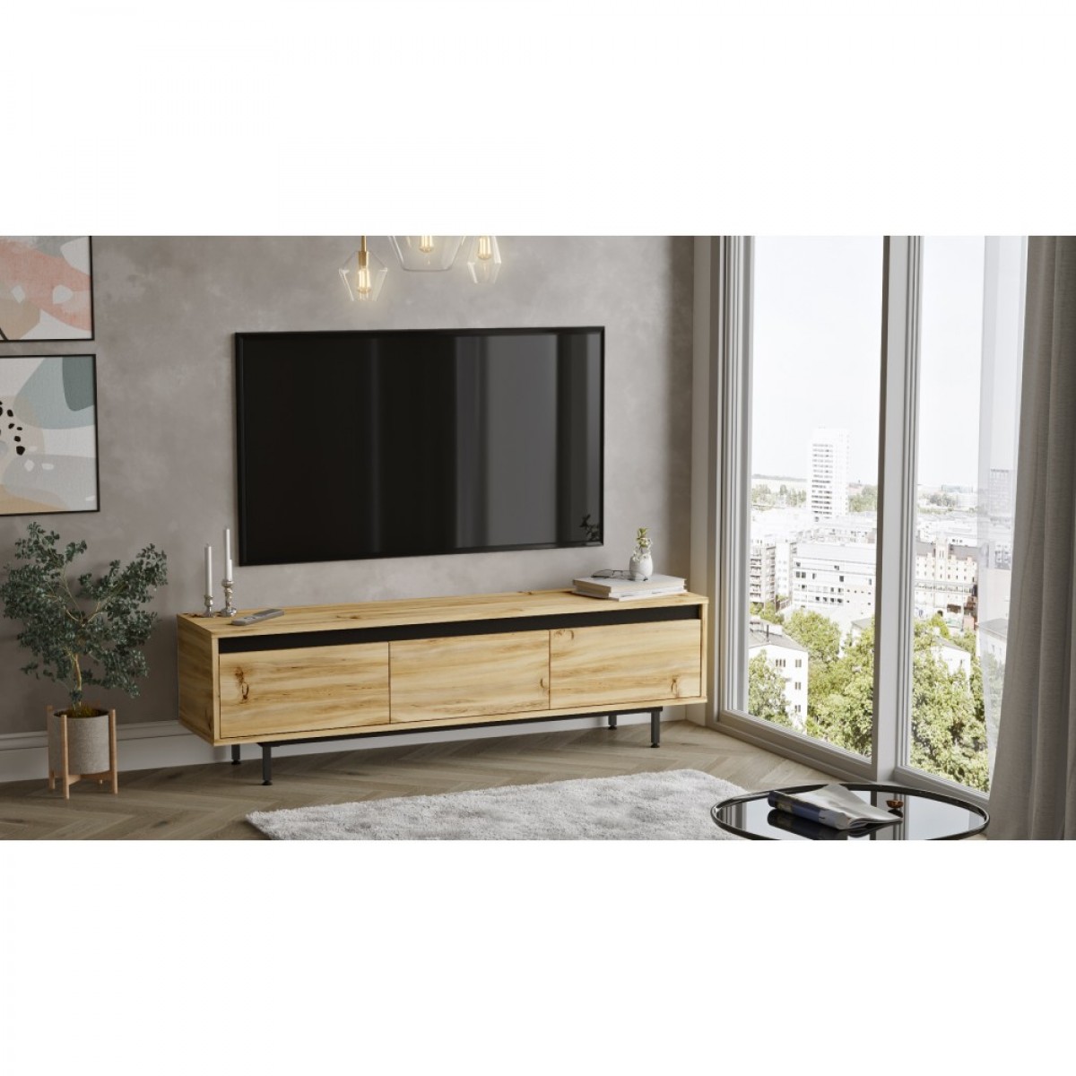 Έπιπλο τηλεόρασης "VIANA" σε χρώμα felt 160x35.5x45.1