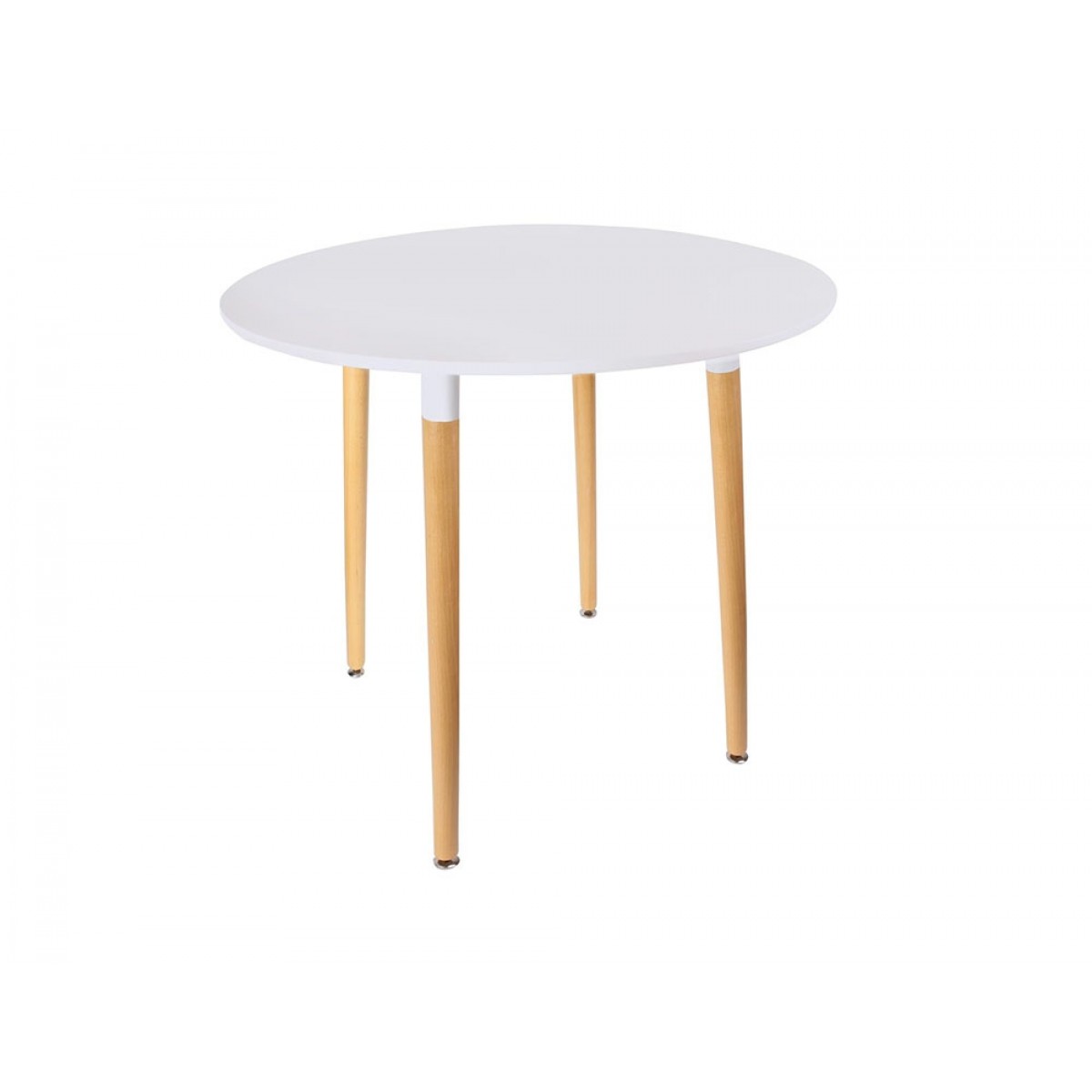 Τραπέζι Snow MDF λευκό και ξύλο οξιάς σε φυσική απόχρωση Φ100x73εκ