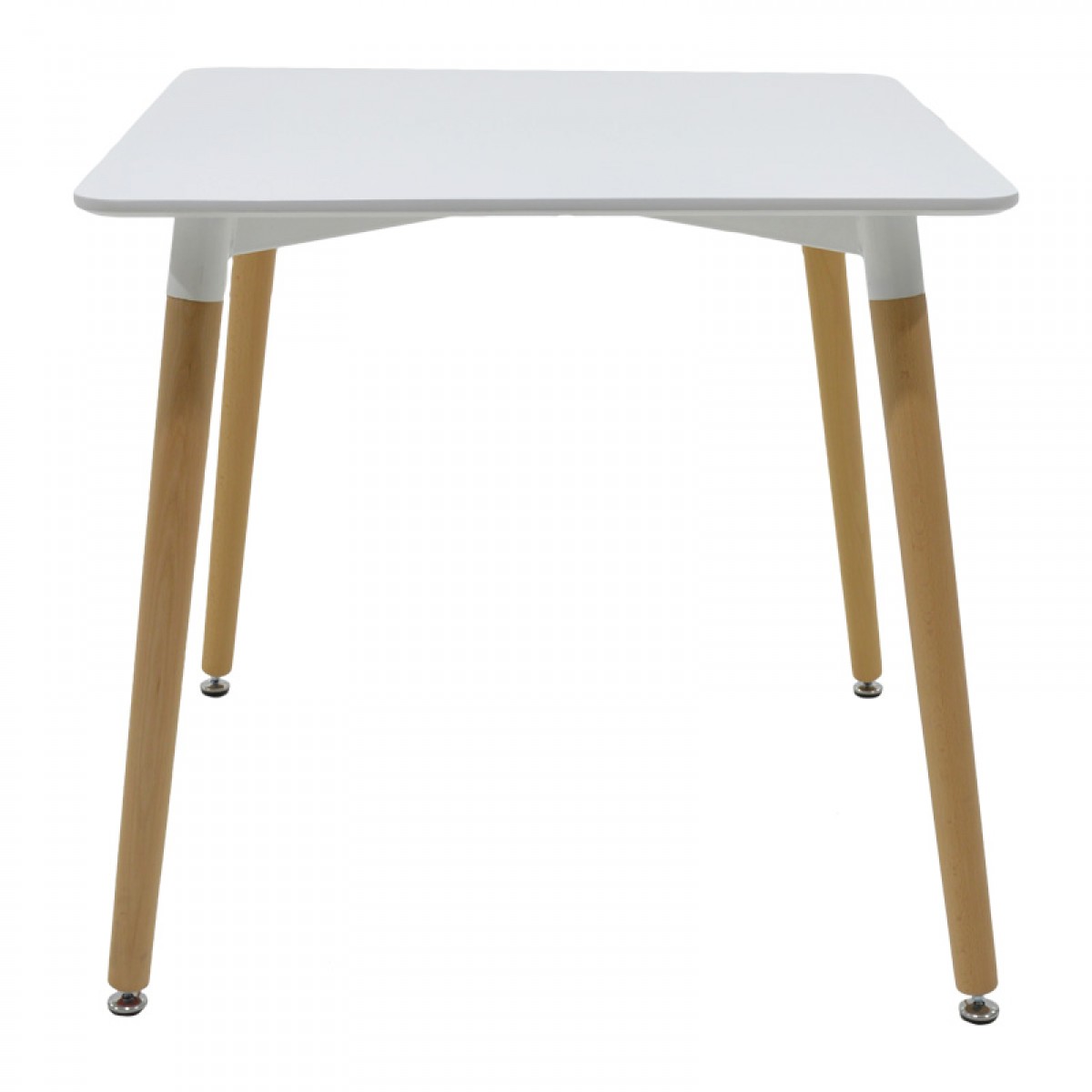 Τραπέζι Snow MDF λευκό-πόδια σε φυσική απόχρωση 80x80x76εκ