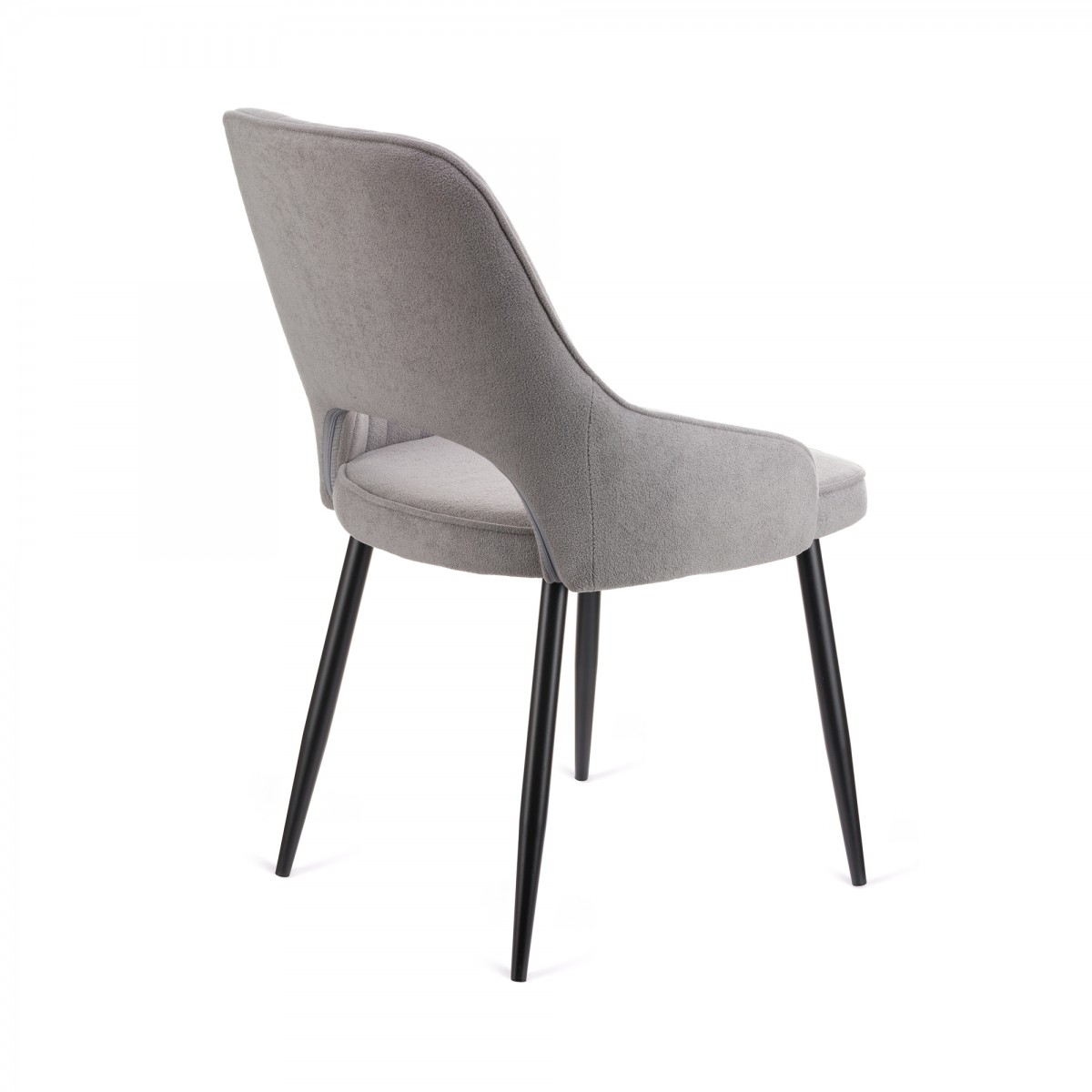 Καρέκλα Tiate γκρι μπουκλέ ύφασμα-πόδι μαύρο μέταλλο 47x51x83