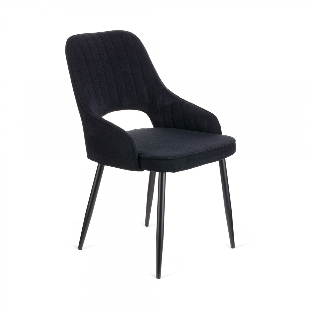 Καρέκλα Tiate μαύρο μπουκλέ ύφασμα-πόδι μαύρο μέταλλο 47x51x83