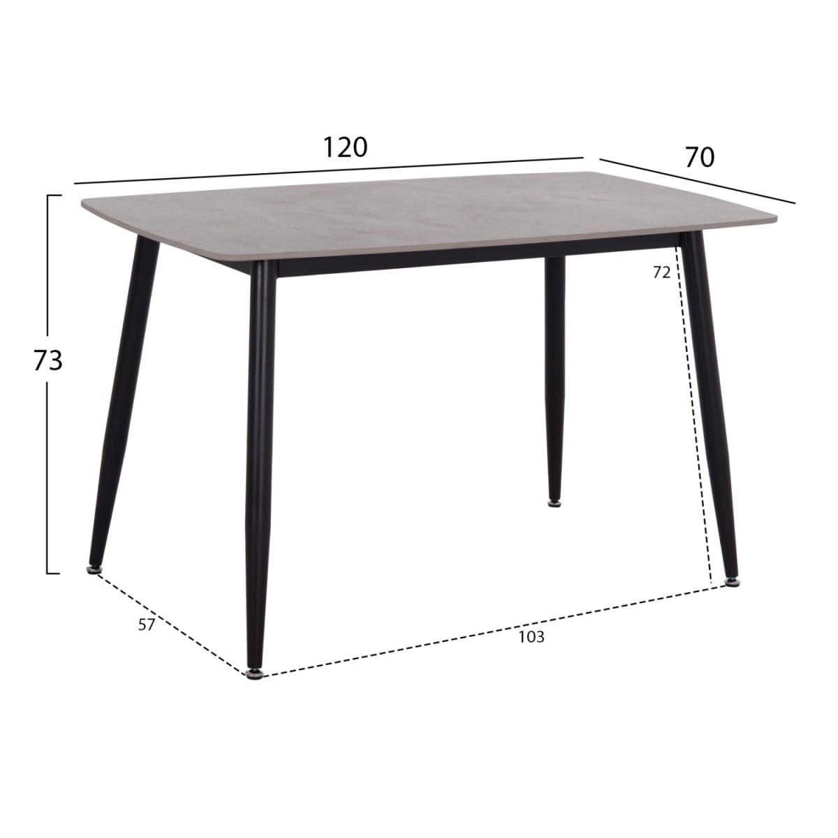 Τραπέζι Rav γκρι μαρμάρου sintered stone-μαύρο μέταλλο 120x70x75 Τραπέζι Rav γκρι μαρμάρου sintered stone-μαύρο μέταλλο 120x70x75