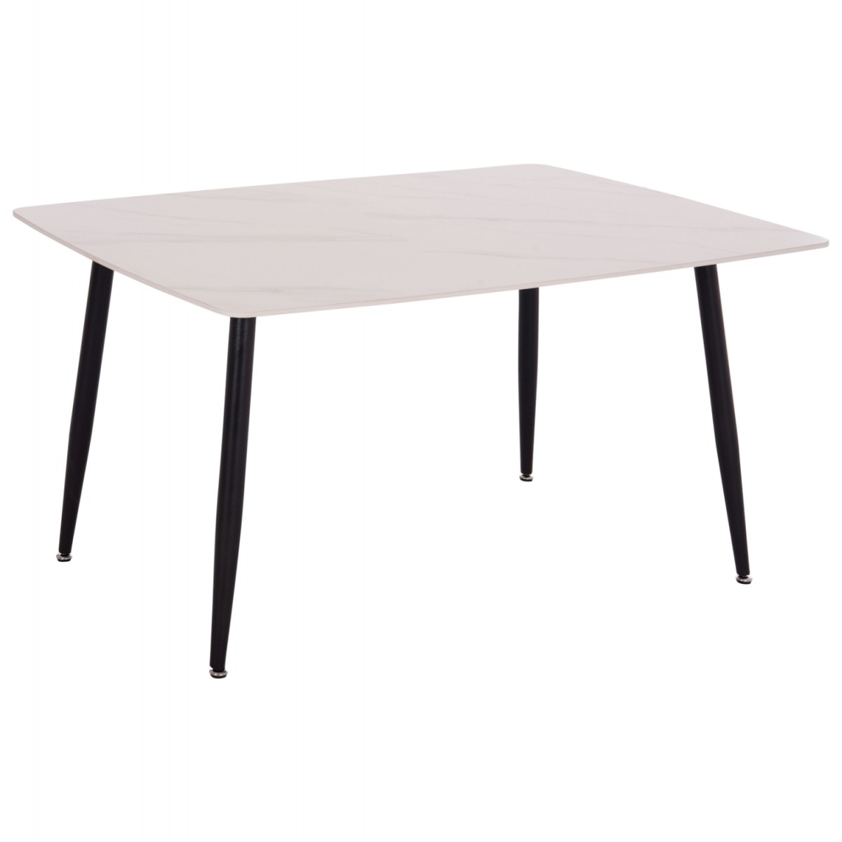 Τραπέζι Rav λευκό μαρμάρου sintered stone-μαύρο μέταλλο 140x80x75