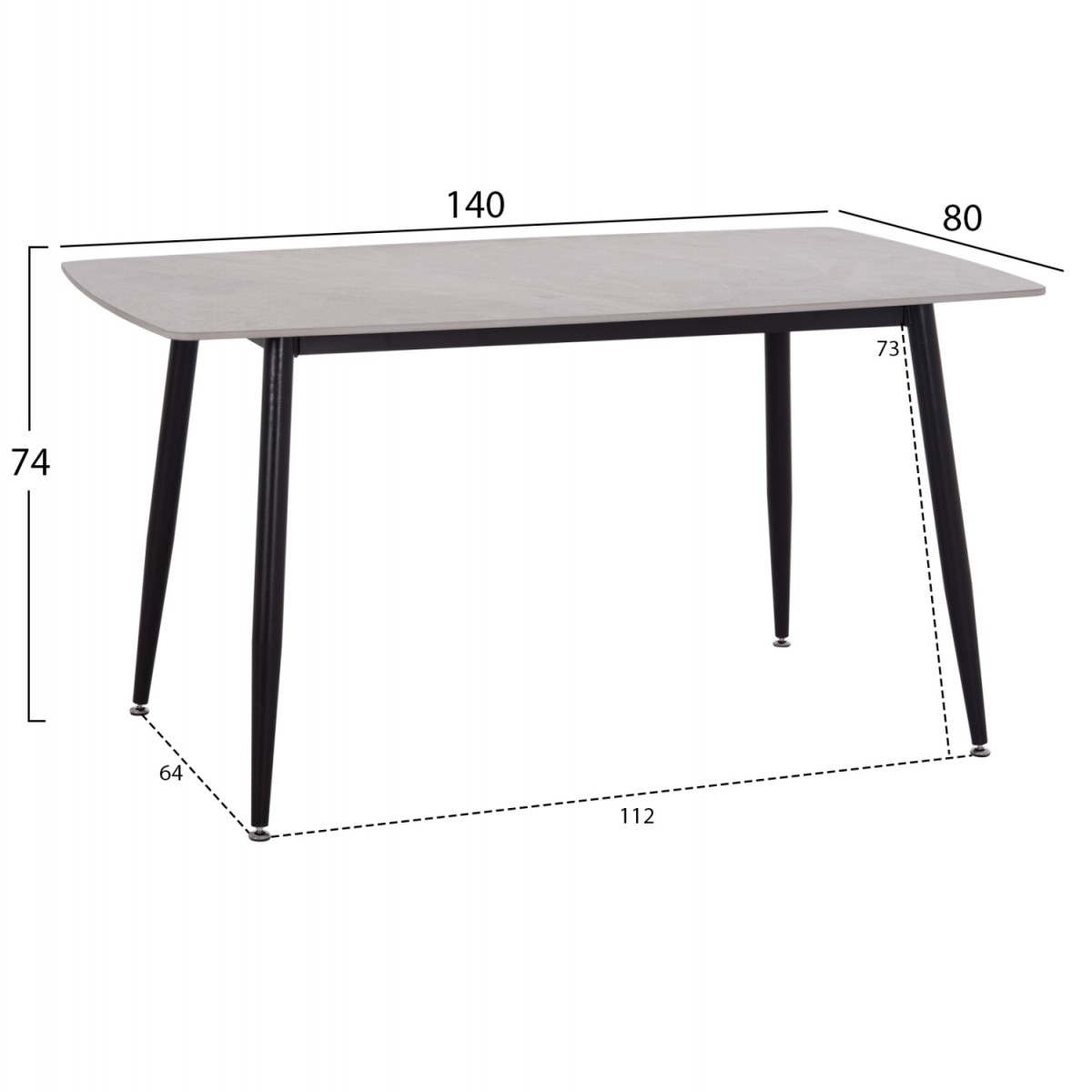 Τραπέζι Rav γκρι μαρμάρου sintered stone-μαύρο μέταλλο 140x80x75 Τραπέζι Rav γκρι μαρμάρου sintered stone-μαύρο μέταλλο 140x80x75