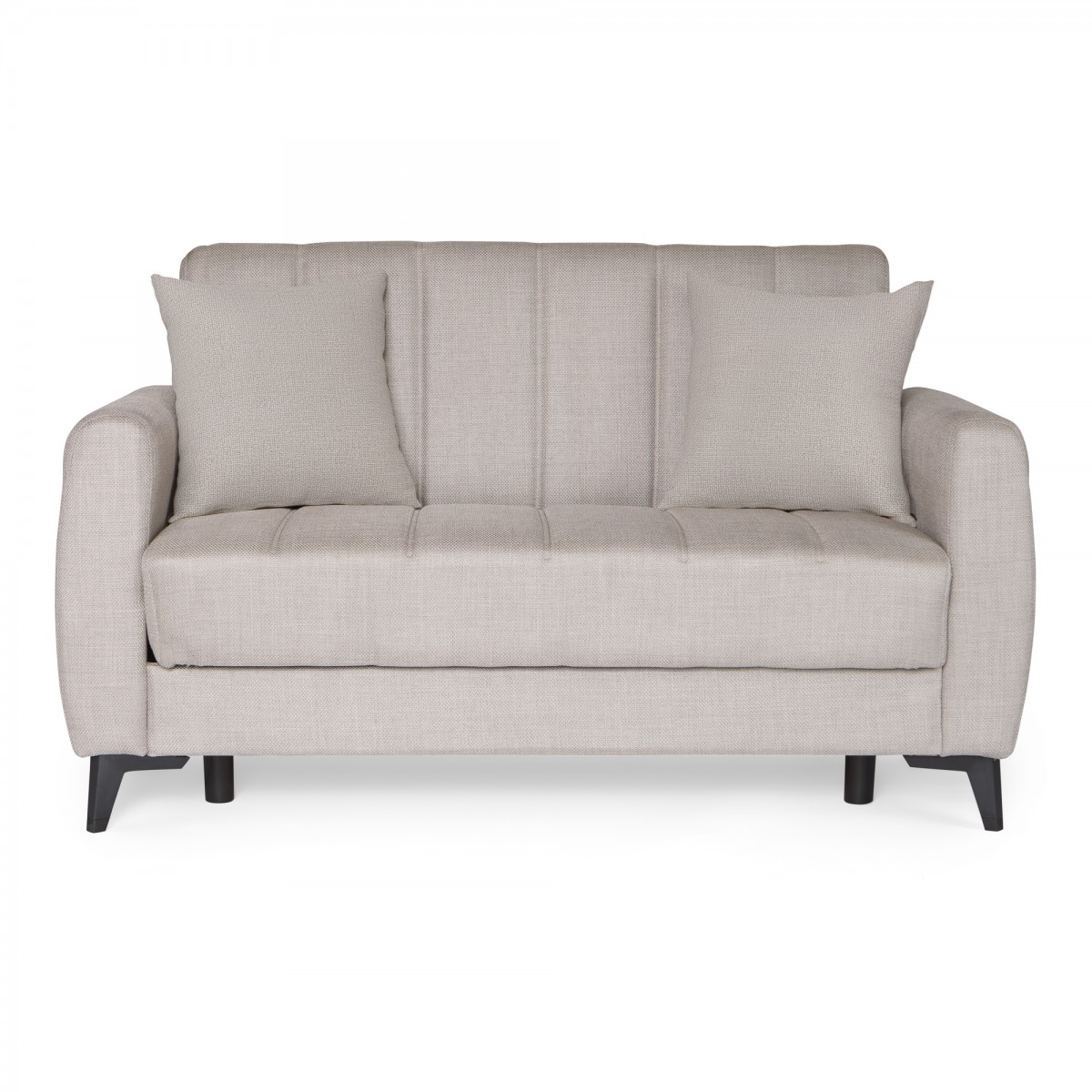 Καναπές-κρεβάτι με αποθηκευτικό χώρο διθέσιος Milos μπεζ-γκρι ύφασμα 148x78x85