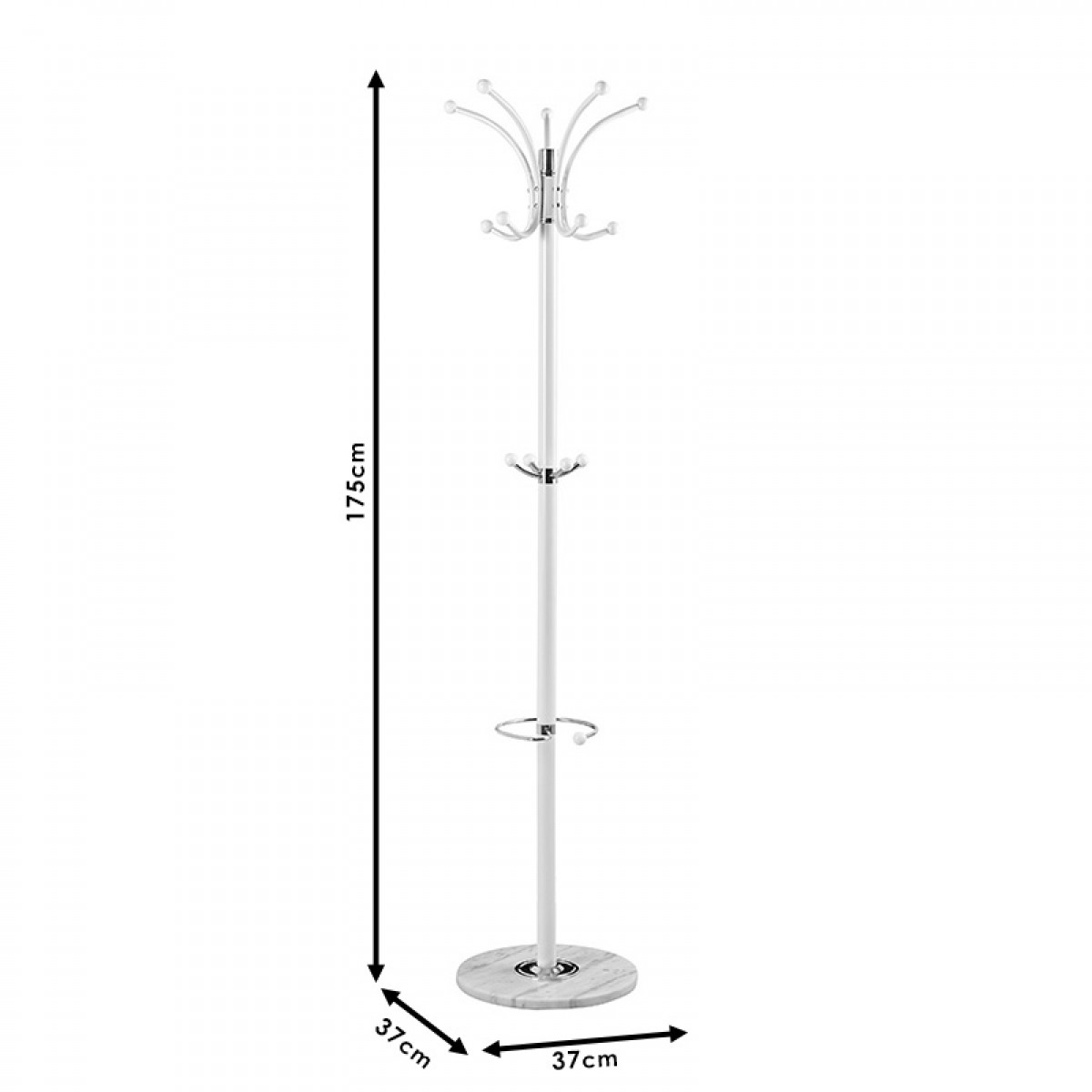 Καλόγερος ρούχων Colo μέταλλο λευκό Φ37x175εκ