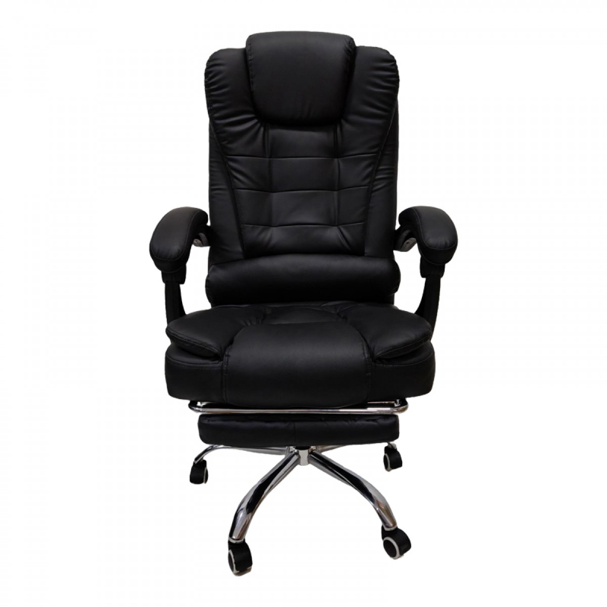 Καρέκλα γραφείου διευθυντή με υποπόδιο Work pu σε μαύρη απόχρωση 66x62x113-121