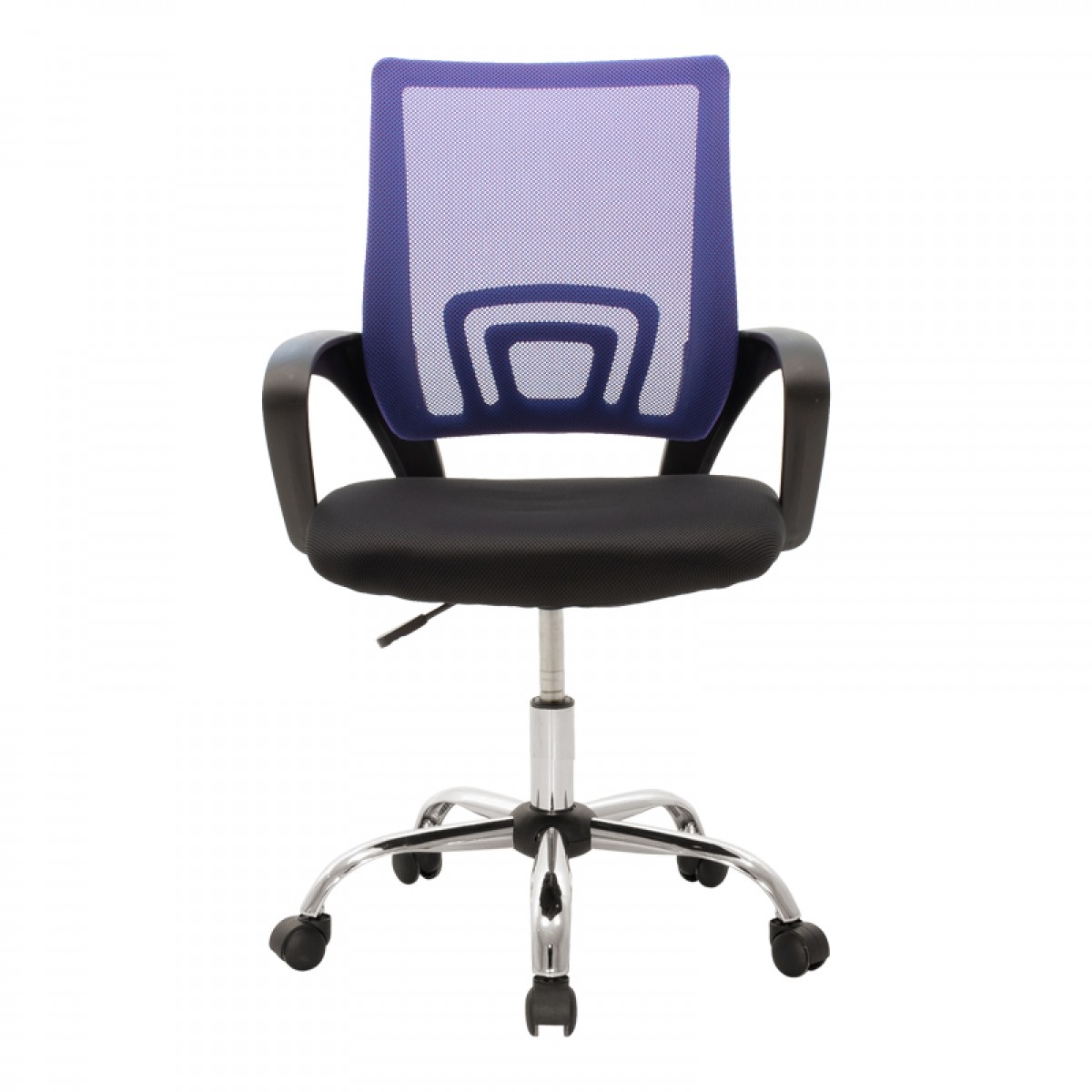 Καρέκλα γραφείου Lila με ανάκλιση ύφασμα mesh σε μπλε-μαύρη απόχρωση και βάση χρωμίου 60x48x85-95