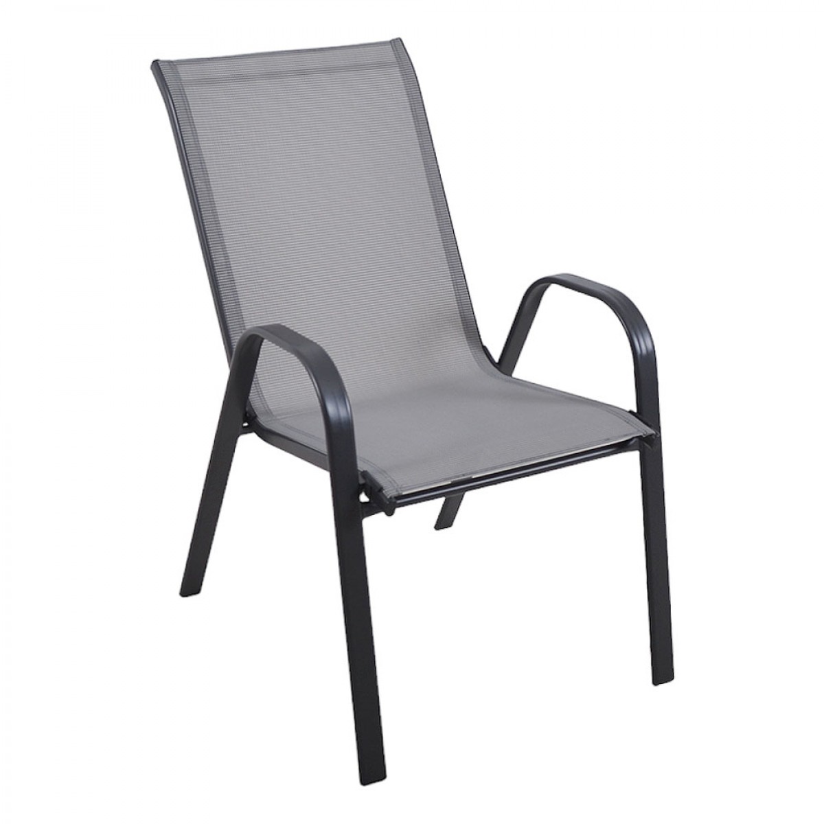 Πολυθρόνα κήπου "Roby" μέταλλο γκρι-textilene γκρι 55x75x95