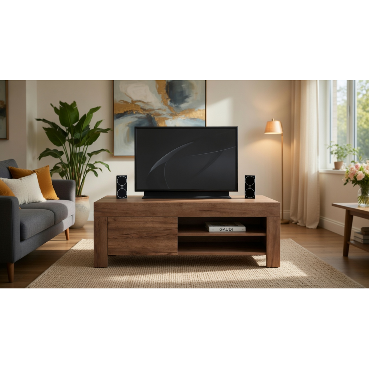 Έπιπλο τηλεόρασης LANA σε χρώμα καρυδί 138x42x47