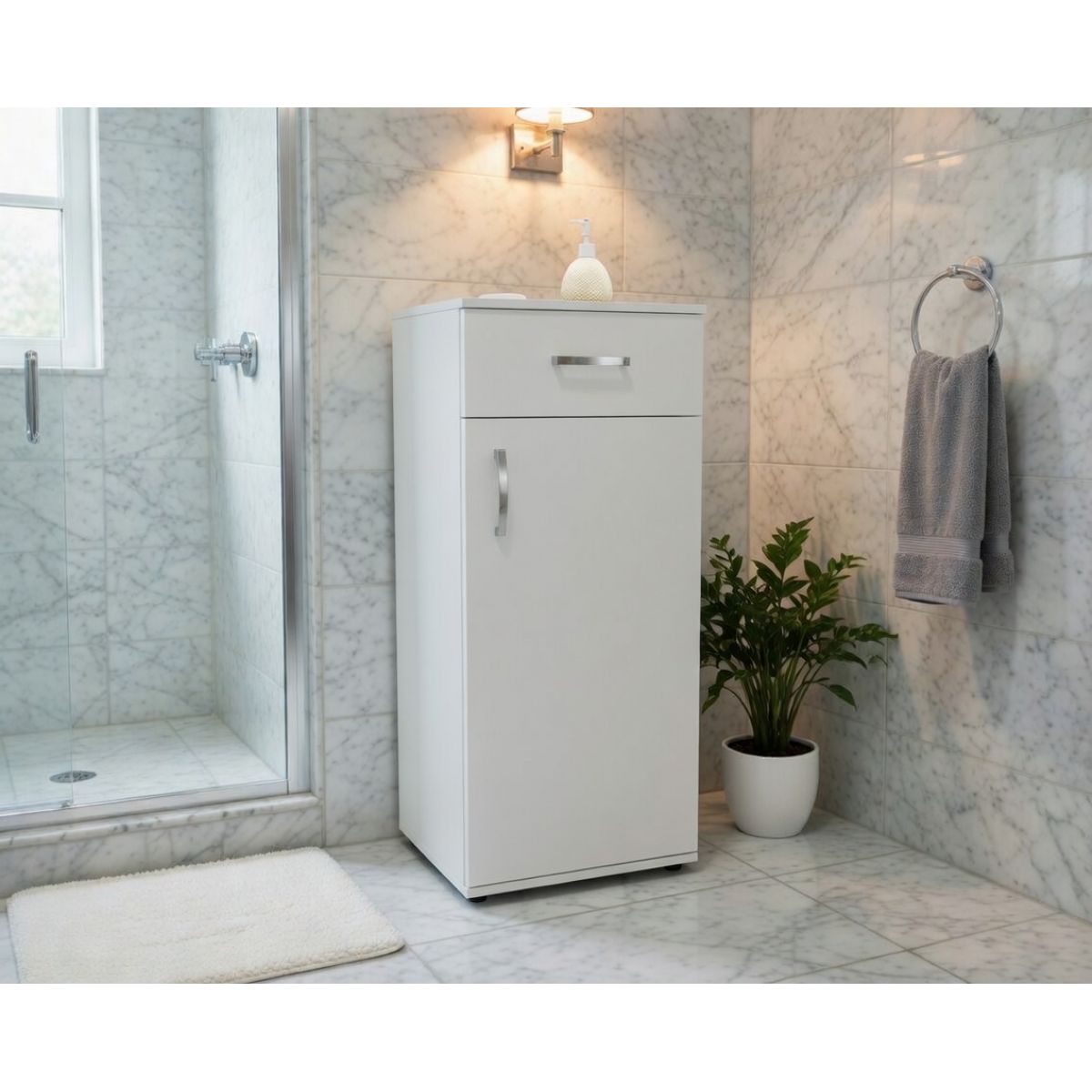 Ντουλάπι-στήλη "Kit" με 2 ράφια και 1 συρτάρι σε χρώμα λευκό 40x45x94