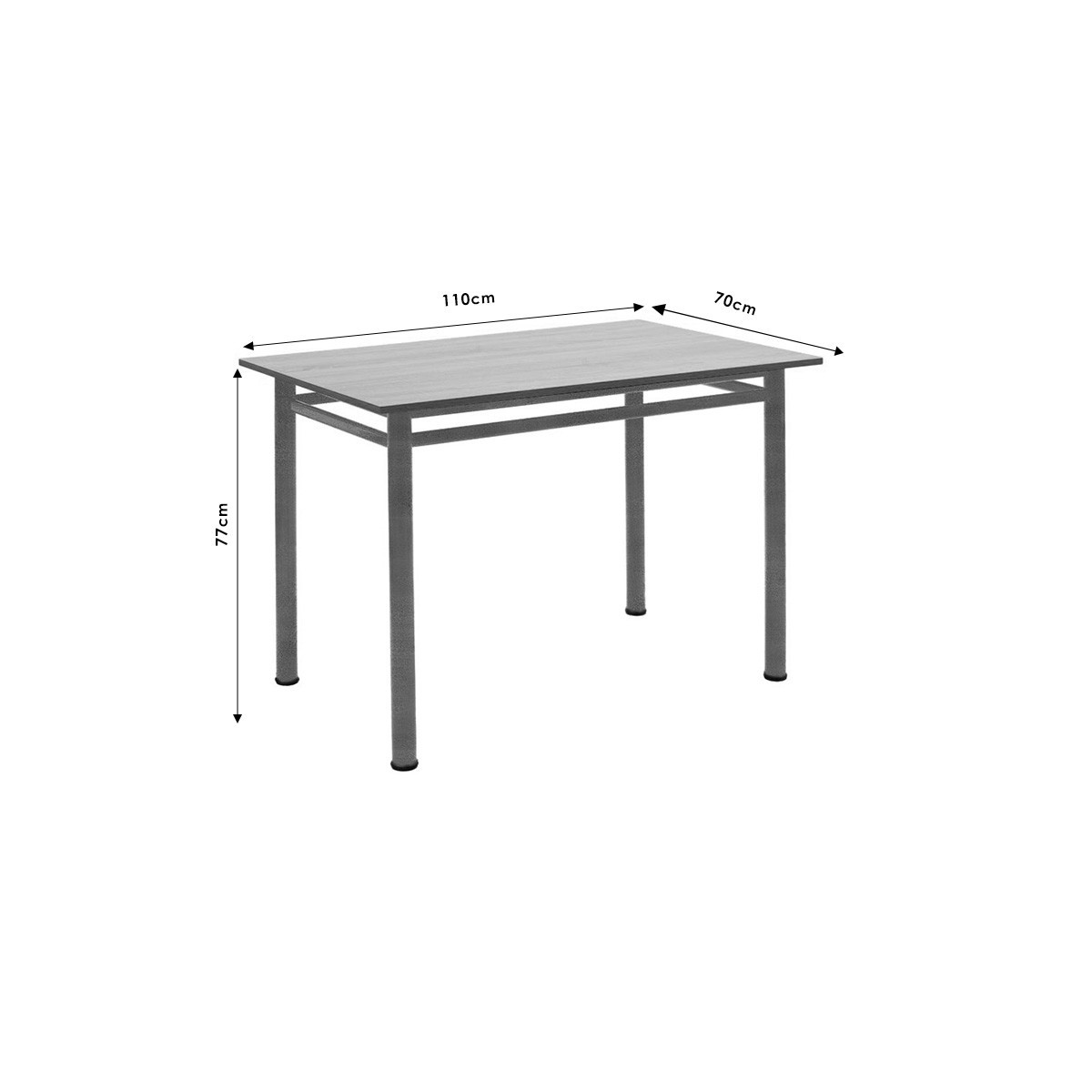 Τραπέζι "DINNER" σε δρυς/γκρι χρώμα 110x70x77