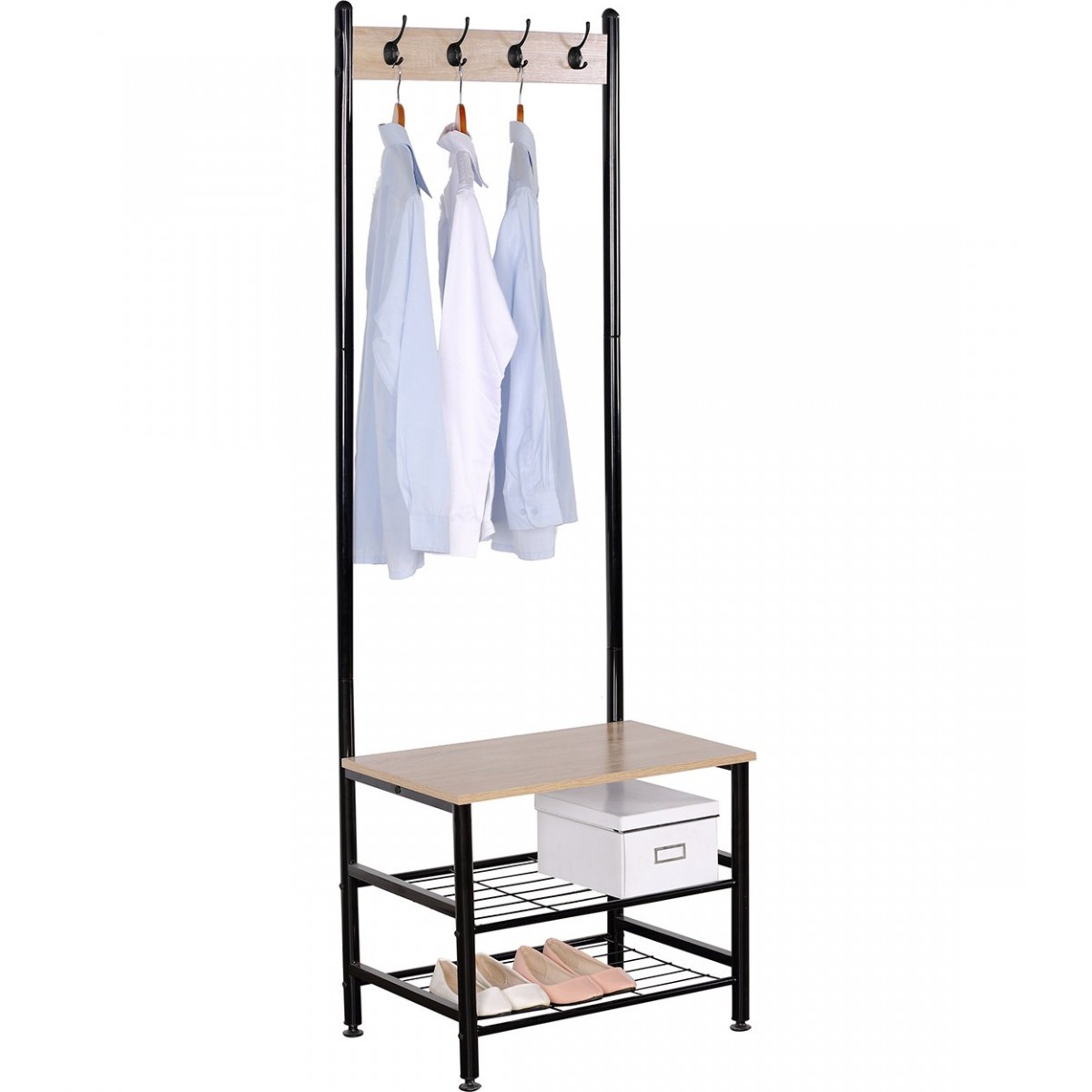 Έπιπλο εισόδου από ξύλο/μεταλλο σε φυσικό/μαύρο χρώμα 60x40x175