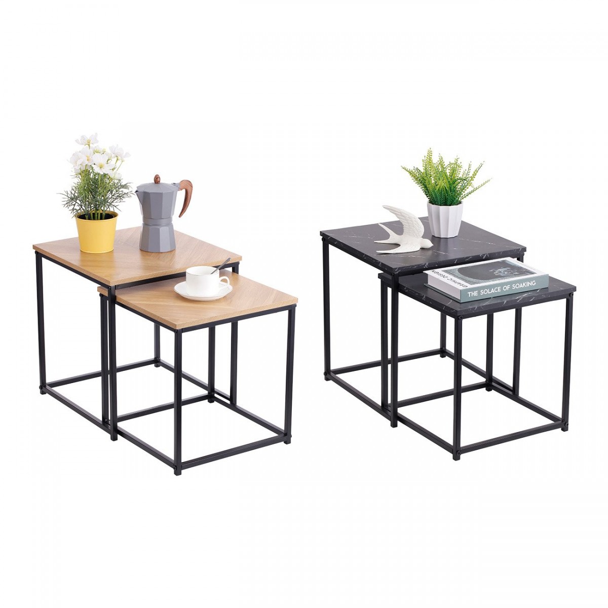 Τραπέζια σαλονιού 2τμχ "SIDE TABLE" σε χρώμα φυσικό/μαύρο 37.5x37.5x40 Τραπέζια σαλονιού 2τμχ "SIDE TABLE" σε χρώμα φυσικό/μαύρο 37.5x37.5x40